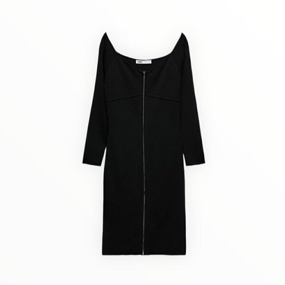ZARA | Black | KNIT DRESS WITH ZIPPER - Picture 2 of 11